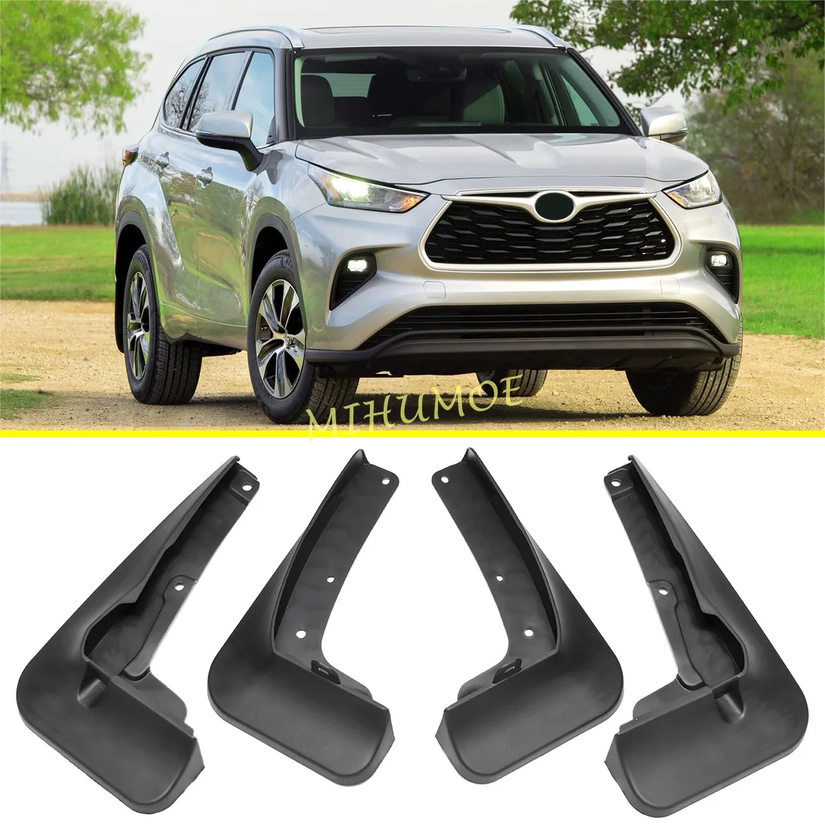 Splash Guards For Toyota Highlander Kluger 2021-2024 Mudflaps Mudguards Fender Front & Rear Wheel Tirm