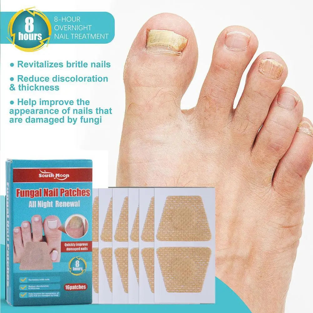 16PCs Toenail Fungus Treatment Nail Patch Fungal Nail Correction Patch Ingrown Toenail Care Nighttime Renewal Fungus Nail Patch