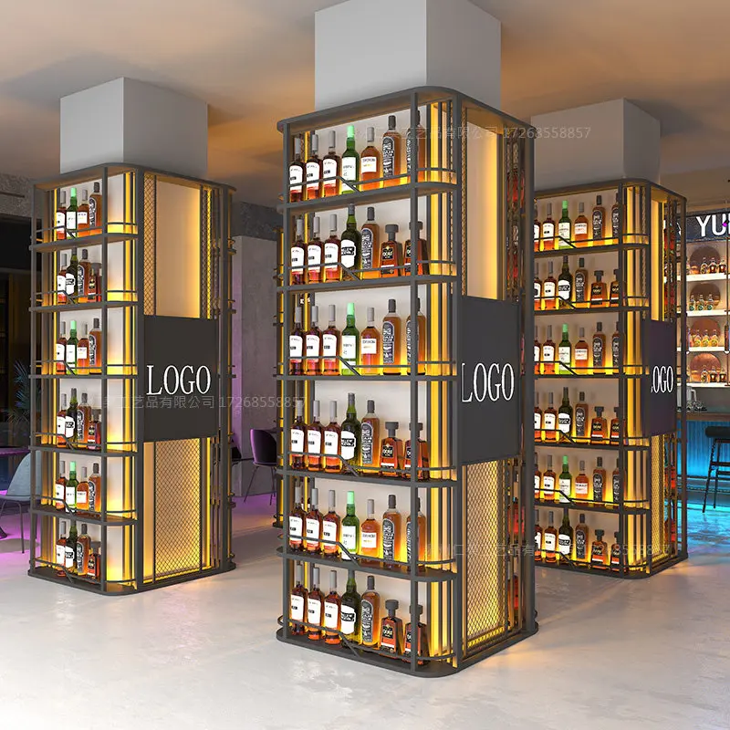

Wrought iron rack Industrial wind column Wine Display Bar load-bearing column Decorative Partition multi-layer r