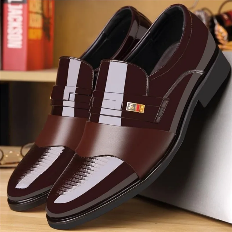 Men's Formal Attire Leather Shoes Busines Casual Fashion Pointed Toe Comfortable Breathable Anti Slip Wear-resistant Men Loafers