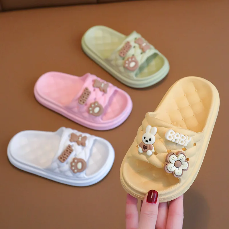 Nieuwe Zomer Kinder Meisjes Slippers Schattige Cartoon Beer Konijn Zachte Slippers Ademende Anti-Slip Thuis Jongens Slippers Kids