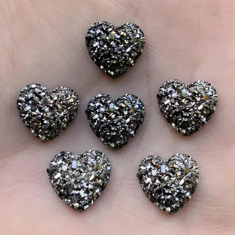 Gun black 50Pcs Heart Flatback Resin Rhinestones for DIY Scrapbooking Phone/Wedding/Craft -S42