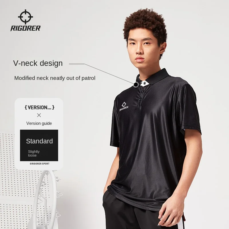 

RIGORER Basketball Running High Elastic Sweat-wicking Breathable Short-sleeved Men's Polo Shirt