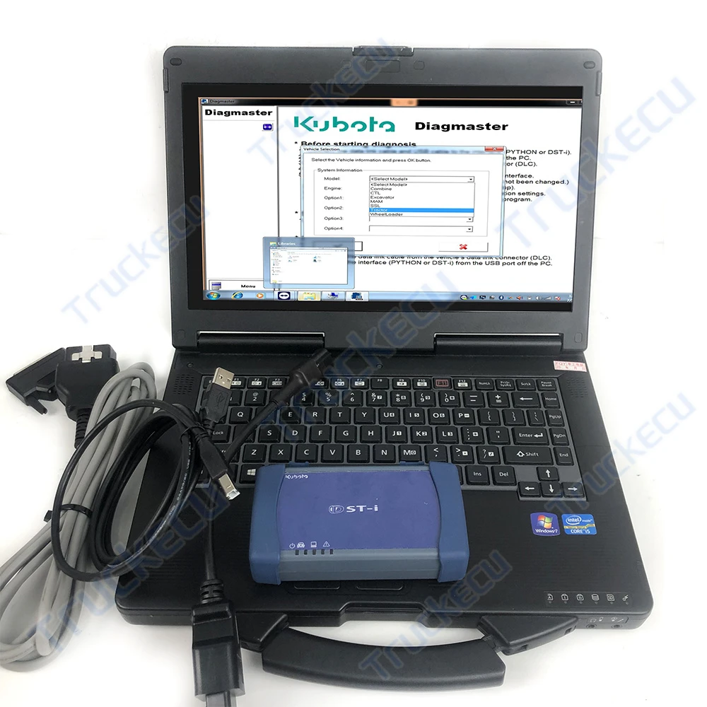 CF53 laptop + For Kubota Agricultural Machinery Tractor Truck Diagnostic Tool Diagmaster Python Dsti Datalink Python diagnosis