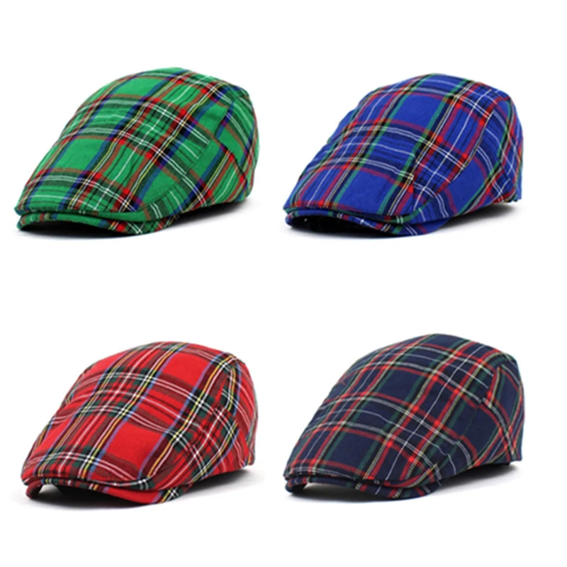 

Женские козырьки в британском стиле, контрастные цвета, клетчатая японская модная универсальная шапка художника, мягкая хлопковая кепка газетчика для девочек