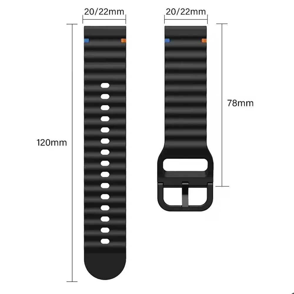 2pcs Wave Watch Strap for huawei watch 4/GT 5 4 3 2 Pro 22mm 20mm Sport Silicone Bracelet for Samsung Galaxy Watch 7 FE 6 5 Band