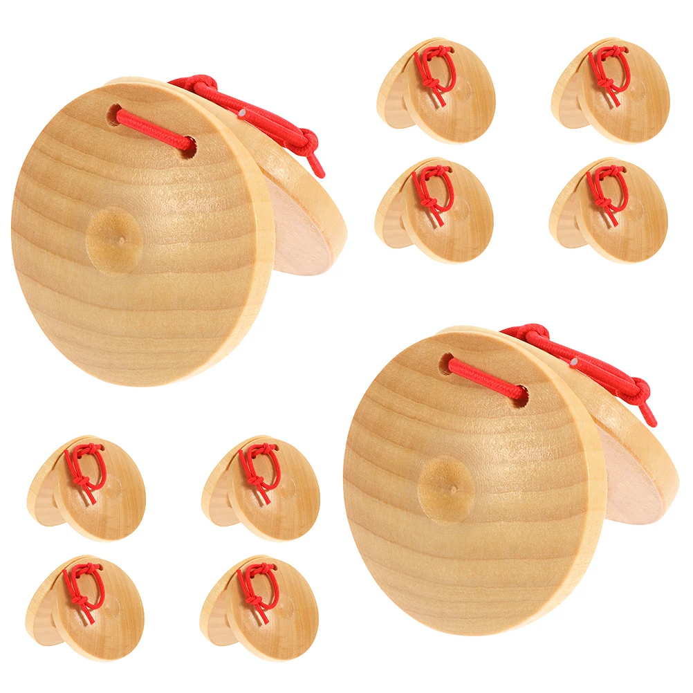 

10Pcs Finger Castanets Wooden Musical Instruments for Kids Preschool Educational Rhythm Learning Early Music Exploration Hand