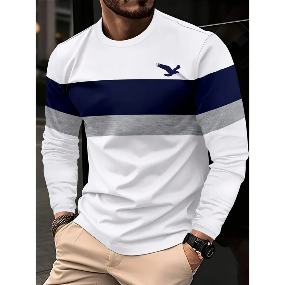 

Simple Stripe Print Men's Long-Sleeve T-shirt Outdoor Running Fitness Sports Tees Summer Breathable Quick Dry Men Clothing Top