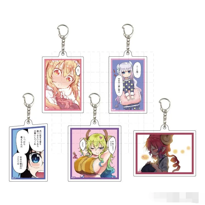 

Game Kobayashi Tohru Tōru Kanna Kamui Joui Elma Keychain Doll Anime Acrylic Keyring Pendant for Gift