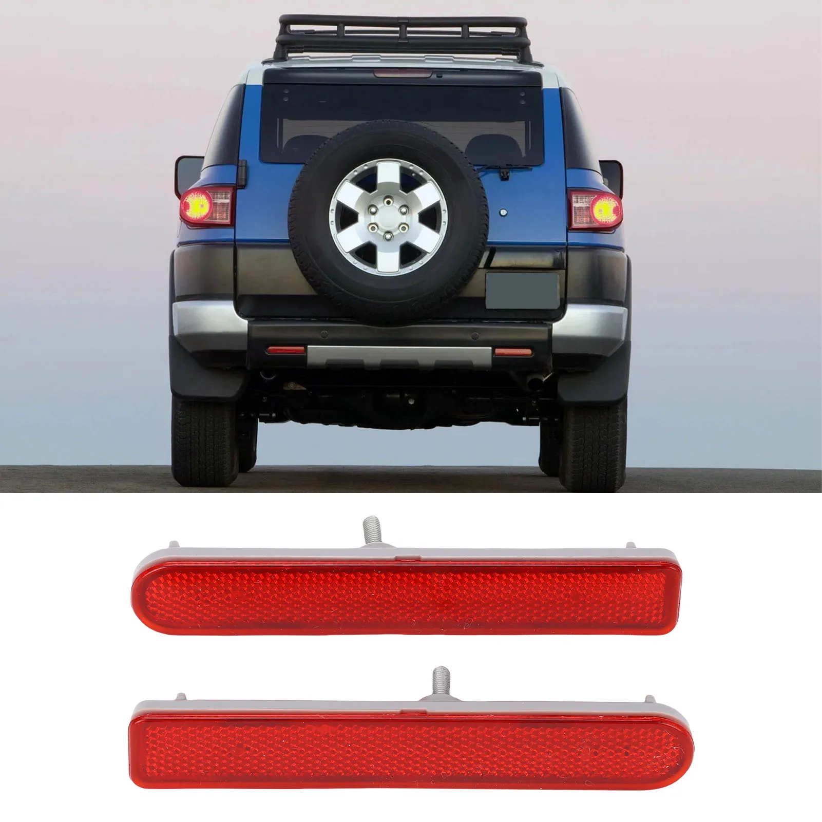 1 Pair (2PCS) Rear Bumper Reflectors 81910-35060 for Toyota FJ Cruiser 2007-2014 - Red Lens Safety Trim