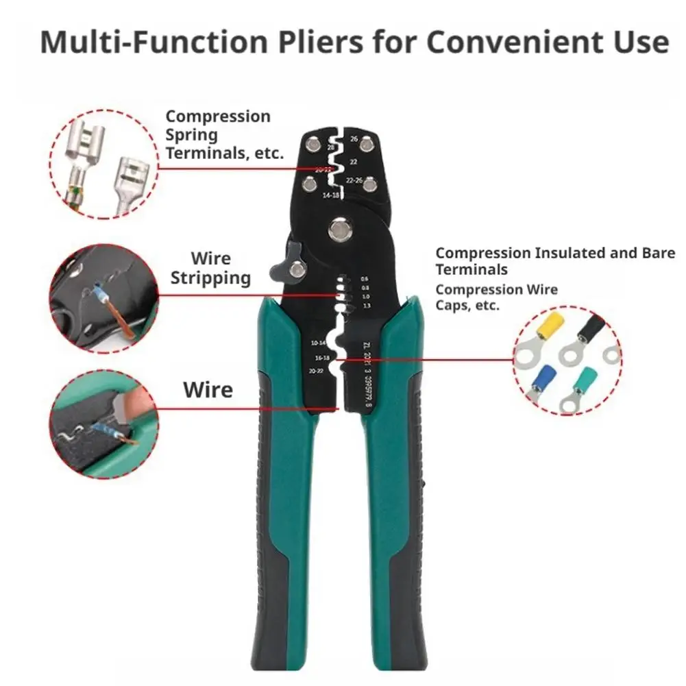 3-in-1 Multi-function Wire Stripper Pliers Metal Crimping Cutting Tool Hand Tool For Crimps Plug-in Springs, Insulated Terminals
