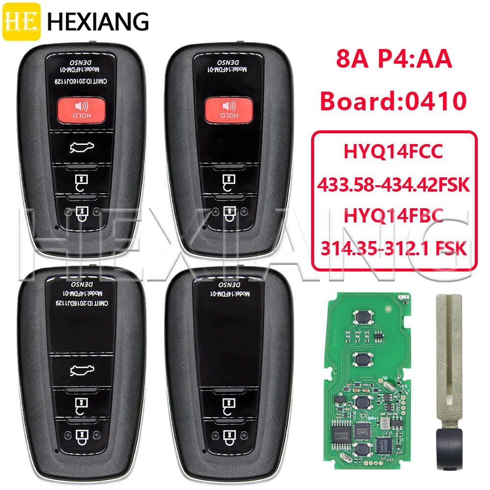 HE 8A Chip 314.35-312.1MHz 14FCC 433.58-434.42MHz HYQ14FBC 0410 P4:AA Proximity SmaCar Remote Key For Toyota Avalon 2019-2023