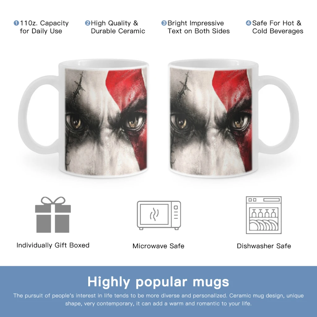 God Of War Game Anime Free shipping Ceramic Mug Cute Coffee Tea Milk Stave Mugs And Cups with Handle Novelty Gifts