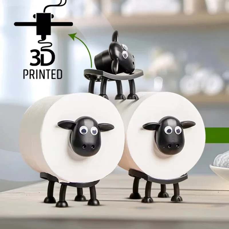 

1pc/3pc Cute Sheep Dog Shape Toilet Tissue Rack Free Standing Roll Paper Holder Animal Shape Decorative Toilet Paper Rac Shelf
