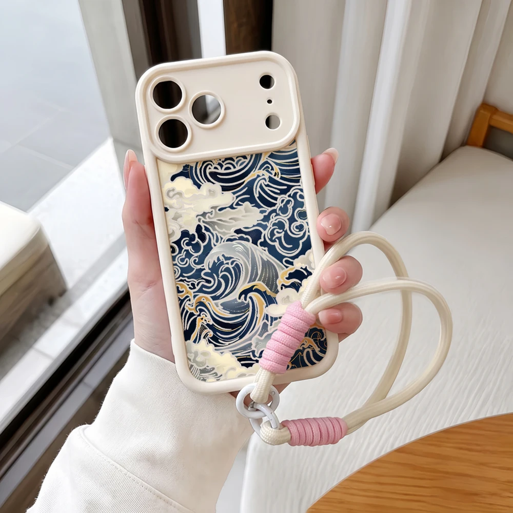 Handyhülle für Samsung Galaxy Note 20 S25 S26 Plus S24 S23 FE S25 S24 Ultra A57 A56 A07 5G Ukiyo E Waves Lanyard Silikonhülle – Detail 4