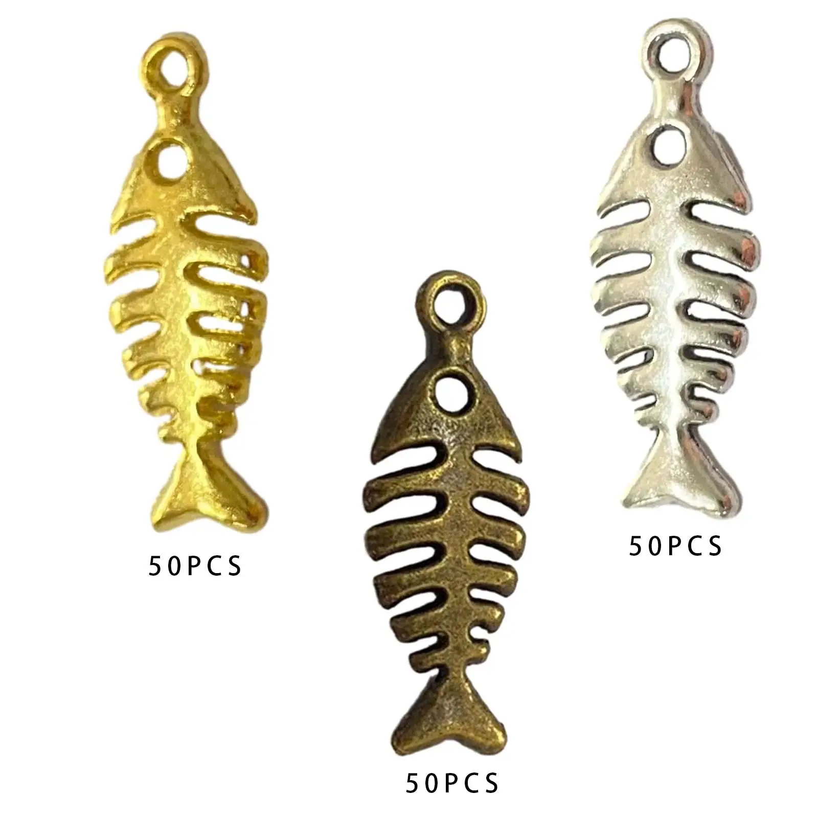 3x50x Alloy Skeleton Charms Nautical Fishbone Enamel Pendants Bulk for