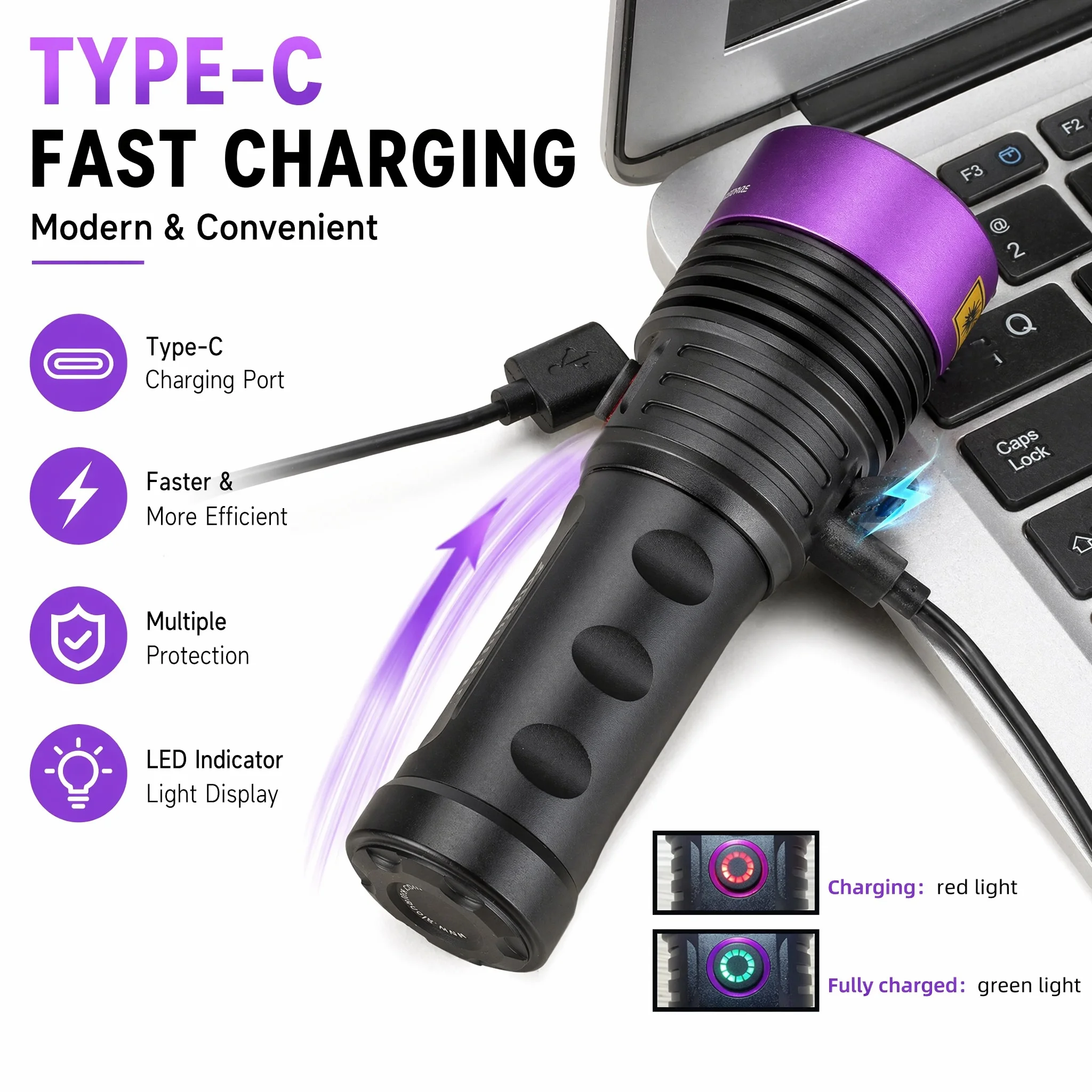 Alonefire 20W LED 365nm/395nm UV-Schwarzlicht-Taschenlampe USB-Aufladbar für Haustierflecken, Tinea, Geld, Erze, Edelsteine, Jade, Skorpione – Detail 7