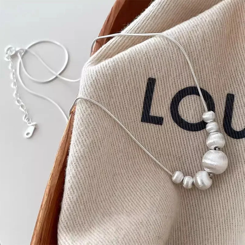 Foxanry Scrub Ball Beaded Necklaces For Women Girls Minimalist Classic Elegant Fashion Personality Clavicle Chain Party Jewelry