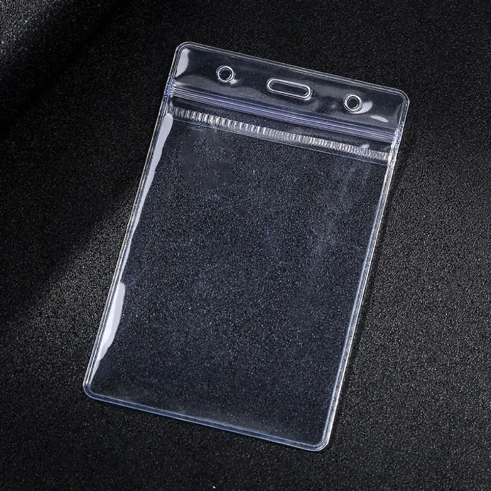 

1PC Simple PVC Sealed Card Sleeve Vertical/Horizontal Waterproof Name Card Protector Cover Transparent Employee Card Case