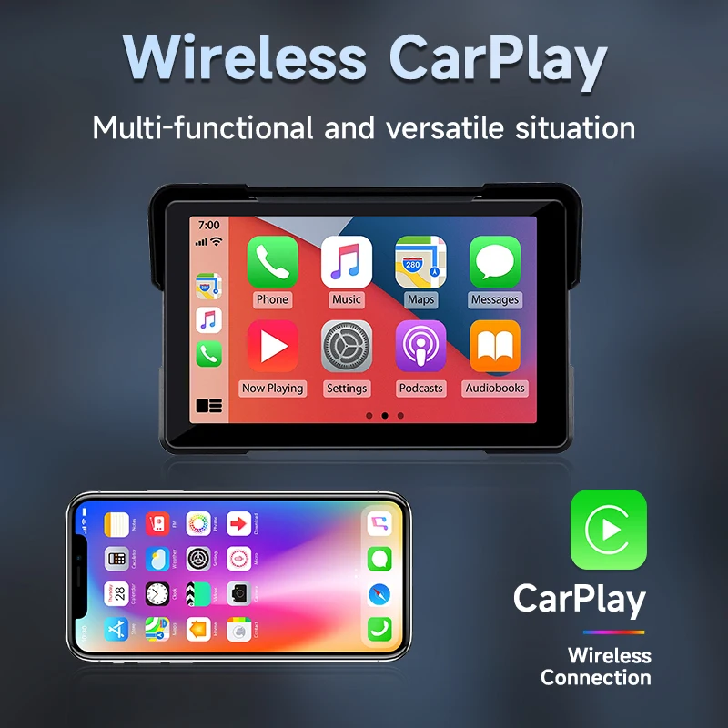5/7 Inch Motorcycle Multimedia Player Portable Carplay Moto DVR Navigation GPS IPX7 Waterproof Wireless Android Auto TouchScreen image 2