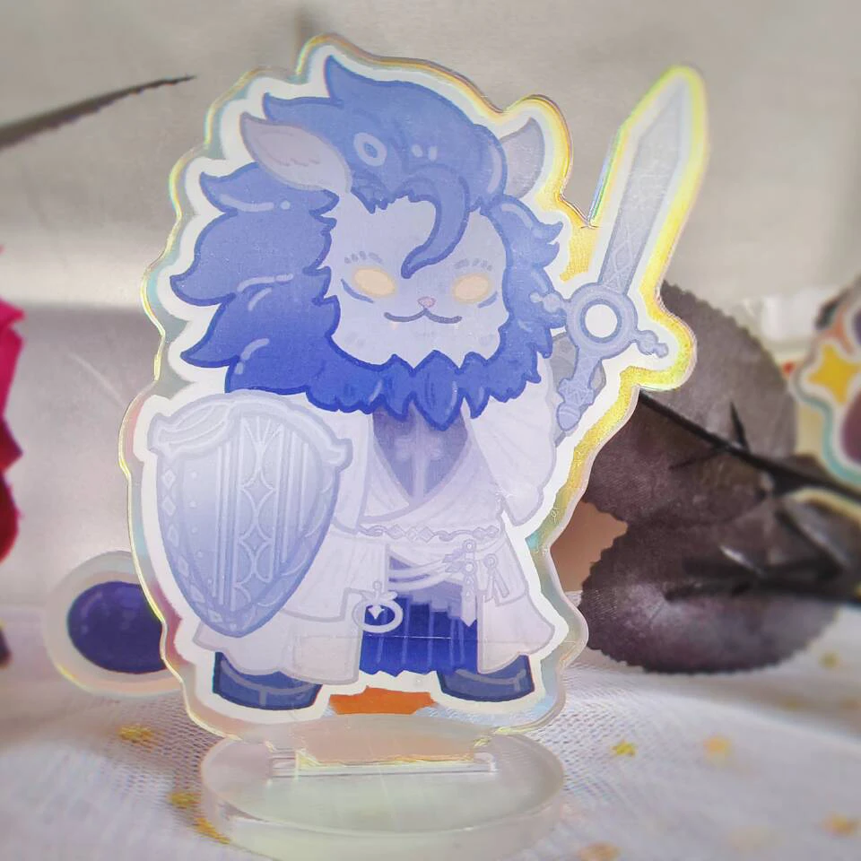 Cartoon Game Hrothgar Cosplay Cute Lionet Wagging Tail Q Version Acrylic Stand Model Plate Anime Tabletop Decor