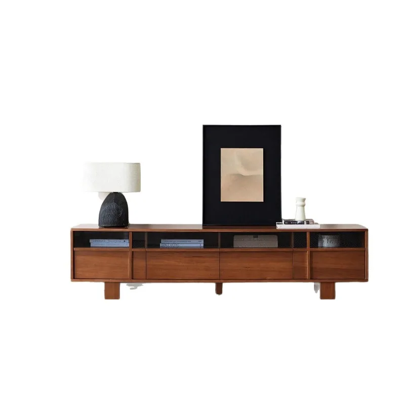 

Retro solid wood TV cabinet, post-modern living room home wabi-sabi wind floor cabinet, log bone line TV