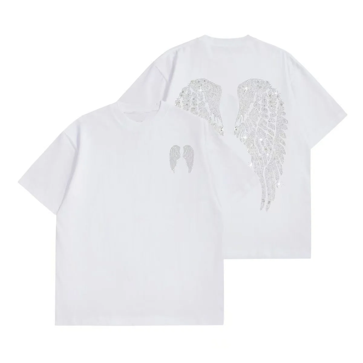 100% Cotton Back Graphic Drop Shoulder Tee | Grunge Aesthetic Summer Streetwear Y2K Navy Blue Angel Wing Oversized T-Shirt