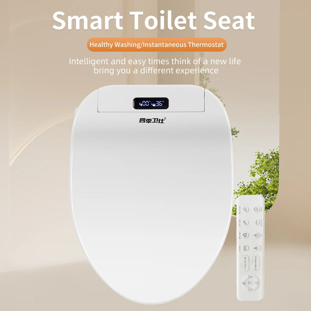 

Elderly-Friendly Smart Toilet Seat Cover - Wireless Remote, Easy-Use Buttons, Safety Guard -Heated, Warm Water, Dry for Bathroom