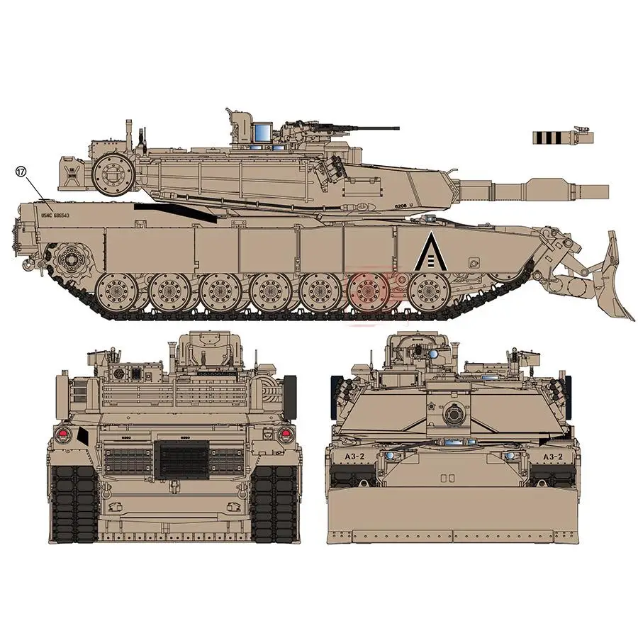 RYEFIELD RM-5048 Escala 1/35 USMC M1A1 FEP Abrams com kit de modelo de lâmina de escavadeira Combat