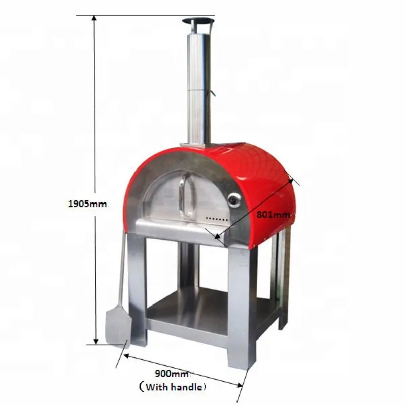 

【Popular】Large Stainless Steel & Metal Outdoor Wood Fired Pizza Oven With Thermometer KU-006E Garden Backyard Party Pizza Meat B