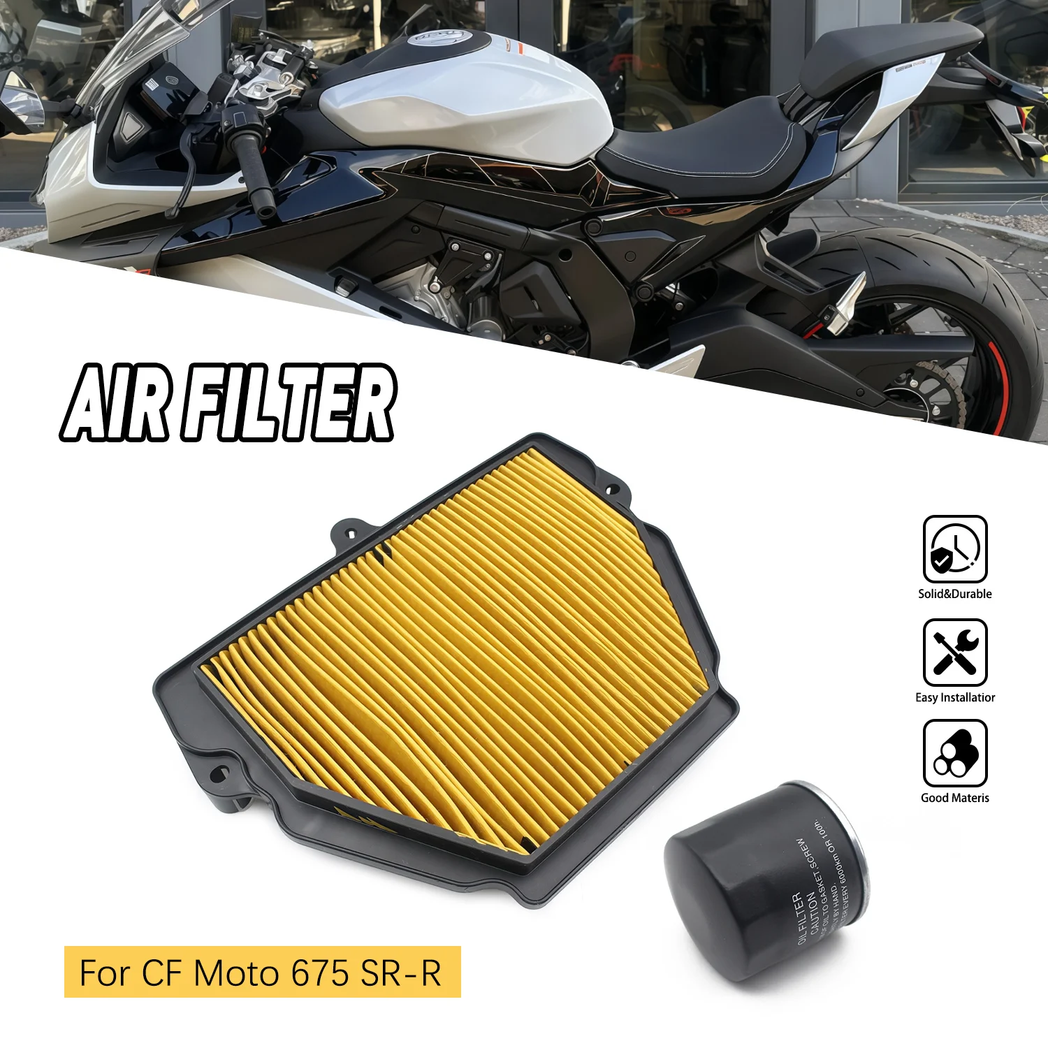 

For CFMOTO 675SRR 675SS 675NK 675 SRR SS NK Motorcycle Air Filter Oil Element Clear