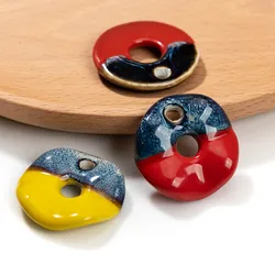 45mm Big Pottery Multicolor Ceramic Abstract Pendant Beads Bohemia Jewelry DIY Necklace Making Vintage Accessories Z809