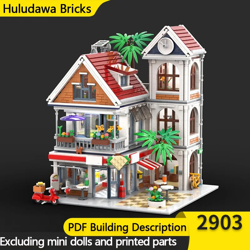 

Модель с видом на улицу MOC, здание, городской дом с магазином кебаба, модульная технология, детские праздничные подарки, сборка игрушек, костюм