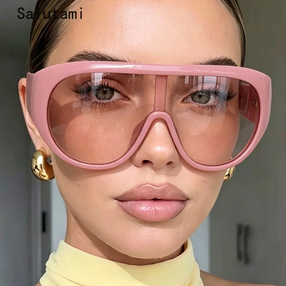 One Piece Oversize Square Sunglasses for Women New Fashion Brand Pink Gradient Sun Glasses Men Retro Y2K Hip Hop Eyewear Driving