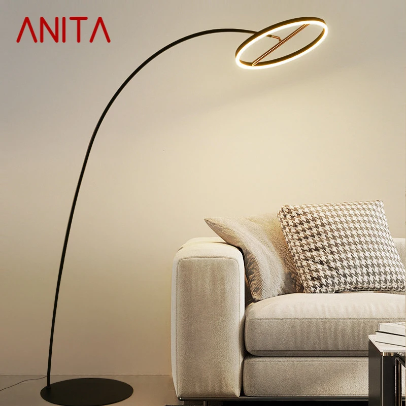 

ANITA Nordic Fishing Floor Lamp ModernFamily Living Room Beside The Sofa Creative LED Minimalism Standing Light