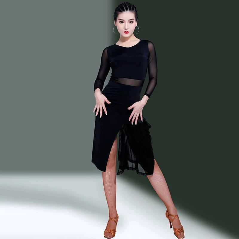 Latin Dance Clothing Women Spring Summer Dress Gauze Slim Sexy Professional Senior Performance Dress Dance Wear Training Dress