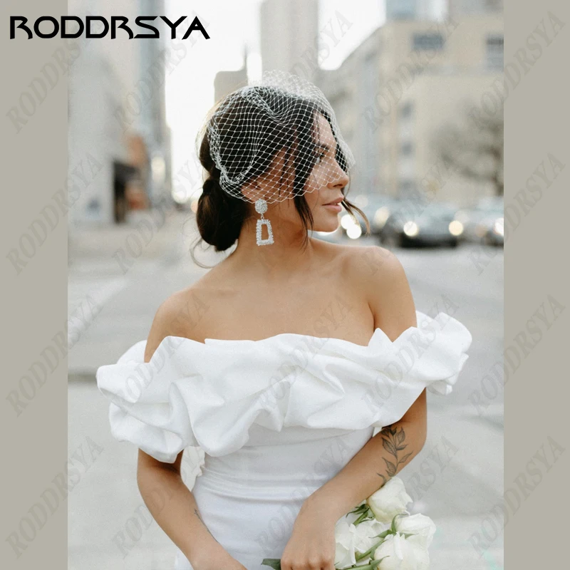 RODDRSYA-Robe de Mariée Courte en Satin Doux pour Femme, Col Bateau, Dos aux, Patients, ix, Sans Bretelles, FibrBeach, ÉducatifRobe de Mariée Courte en Satin Doux pour Femme, Col Bateau, Dos aux, Patients, ix, Sans Bre