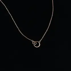 Party Gift Women Girls Round Double Circle Gold Color Pendants Silver Color Choker Jewelry Clavicle Chains Necklaces