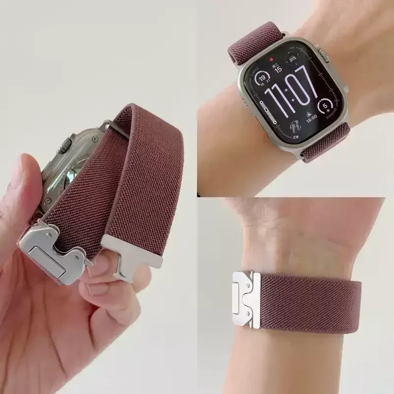 Armband mit Fallschirmriemen für Apple Watch Ultra 2, 49 mm, 45 mm, 46 mm, 44 mm, 42 mm, 40 mm, 41 mm, Armband für iWatch Series 10, 9, 8, 7, 6, 3, SE. – Detail 4