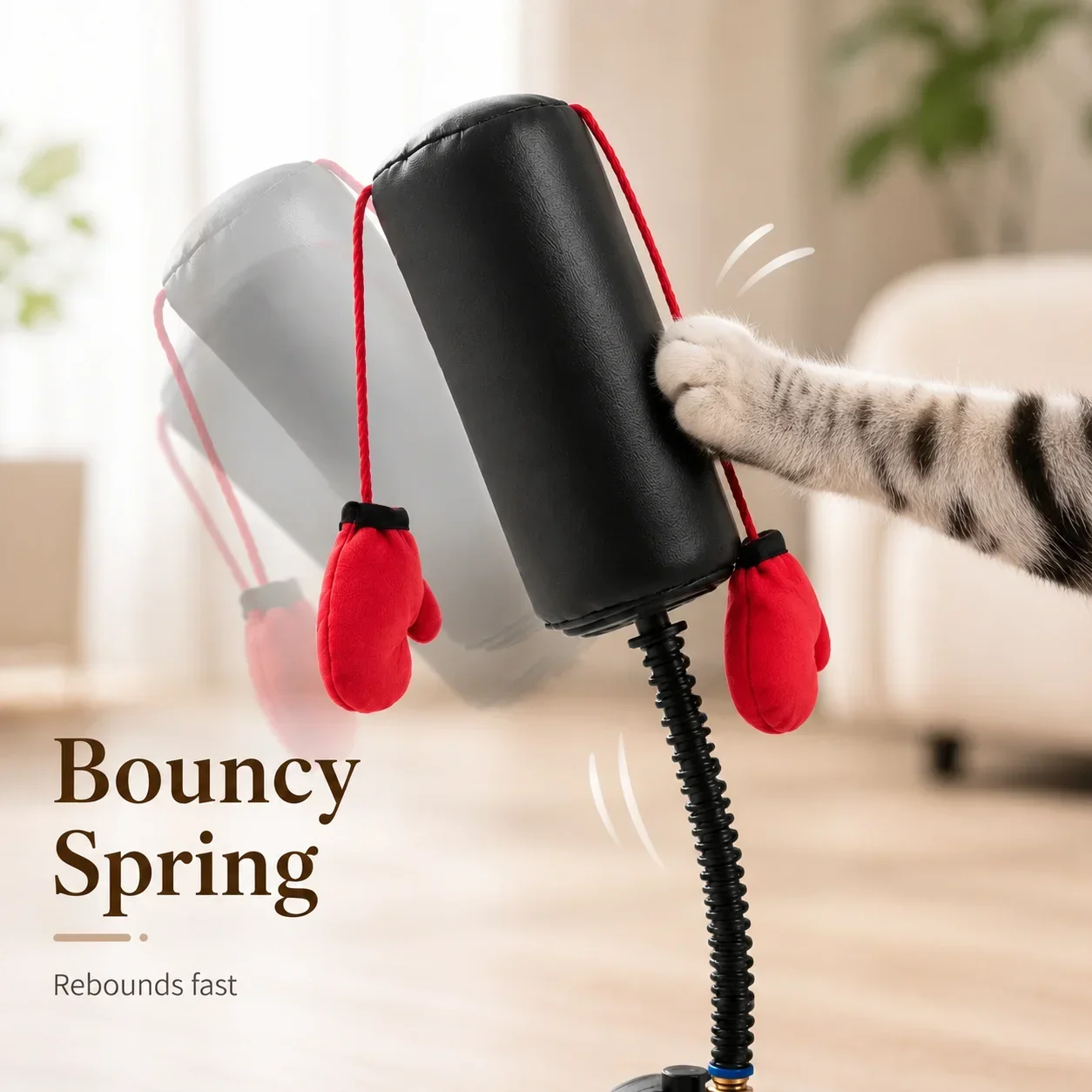 Katzen-Boxspielzeug mit Saugnapf, Interaktives Katzen-Boxspielzeug, Boxsack-Handschuhe, Kätzchen-Übungsset, Aktivitätszubehör für Innenbereich-Katzen – Detail 8
