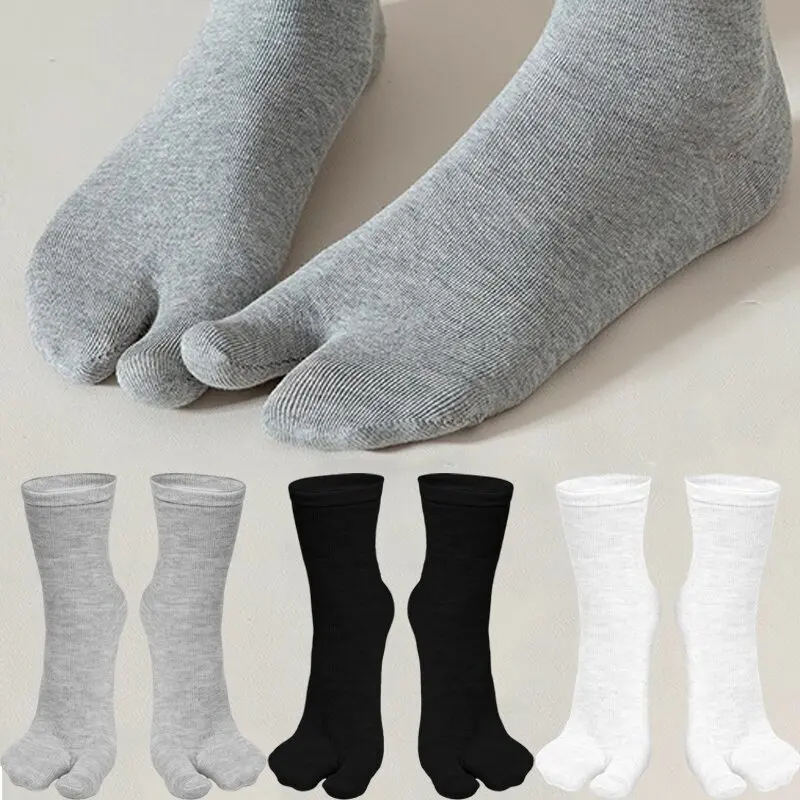 3 pares Unisex algodón Apanese hombres mujeres verano fibra dos dedos calcetines negro Kimono Flip Flop sandalia dividida Ninjia blanco Tabi Toe