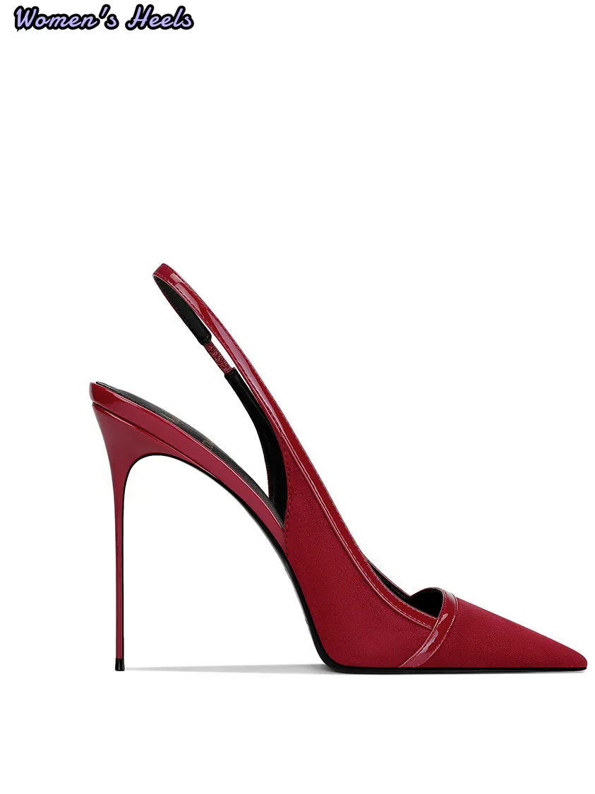 Spring New Suede High Heel Sandals Women Pointed Toe Stiletto Fashion Elegant Chic