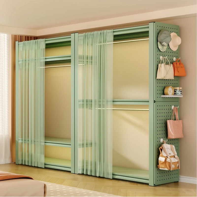 green simple open closet Adjustable Layer metal durable wardrobe multi-layer Home kleiderschrank schlafzimmer bedroom furniture