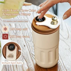 420ml Temperature Display Coffee Cup Smart Thermos Travel Coffee Mug 316 Stainless Steel Thermal Cup Leakproof Tumbler Gift