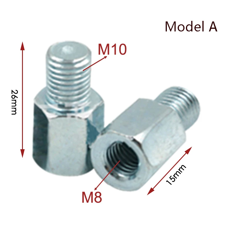 Thread Reducer M10 M8 Converter Motorcycle Rearview Mirror Conversion Screw Adapter Thread Chrome Pack of 10 image 4