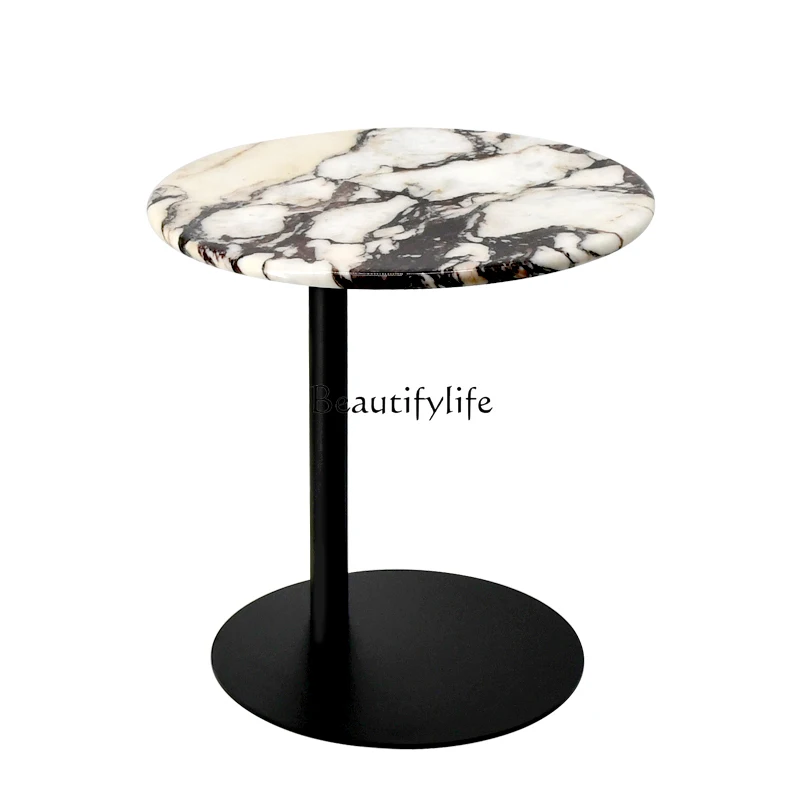 

Nordic light luxury natural marble round casual coffee table bedside small round table