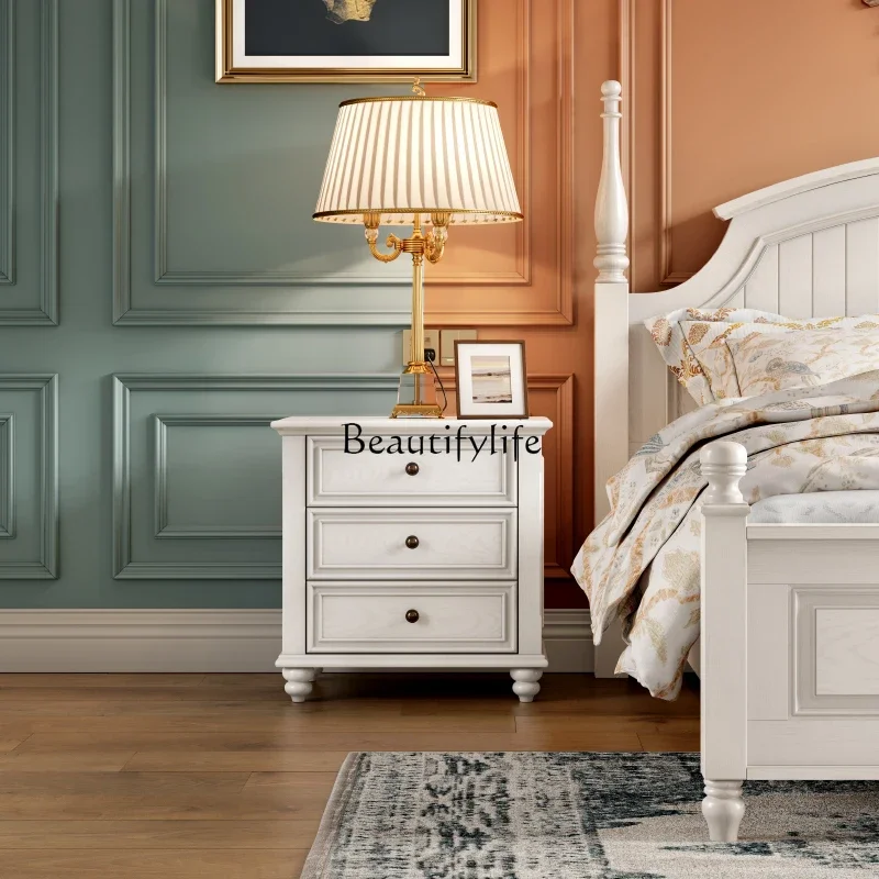 

yj19 American solid wood bedside table simple storage ash wood white storage cabinet