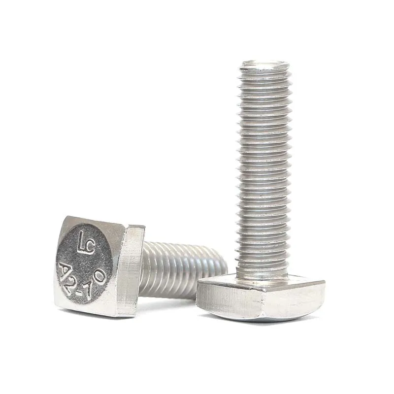 GB35 Square Head Bolts Screws 304 Stainless Steel M4 M5 M6 M8 M10 M12 A2-70 Full Thread Square Bolts