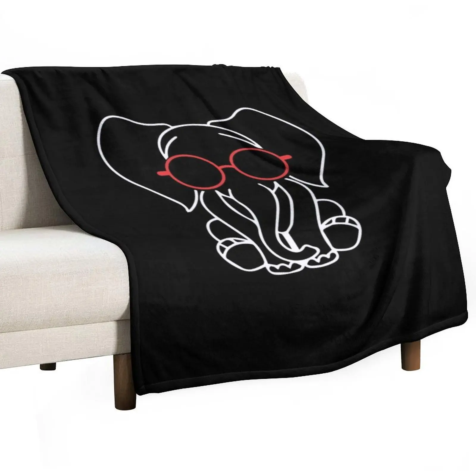 

Cute elephant with red glasses Throw Blanket For Sofa Thin wednesday Retros blankets ands Blankets