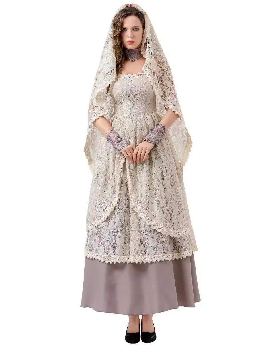 الكبار loween تأثيري شبح العروس الدكتور جديد وصول صافي تنورة الاسمية مرحلة الأداء زي المرأة الملابس العرقية التقليدية